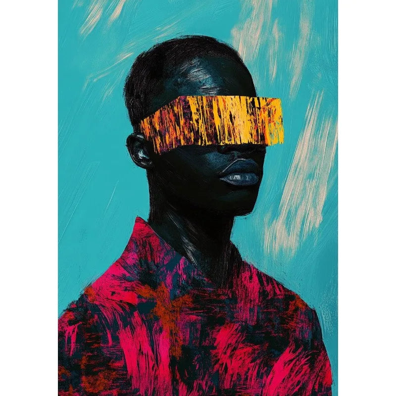 Retro Surreal Abstract African Black Man Magritte Inspired Poster Canvas Painting Wall Art Pictures Home Room Decor Gift