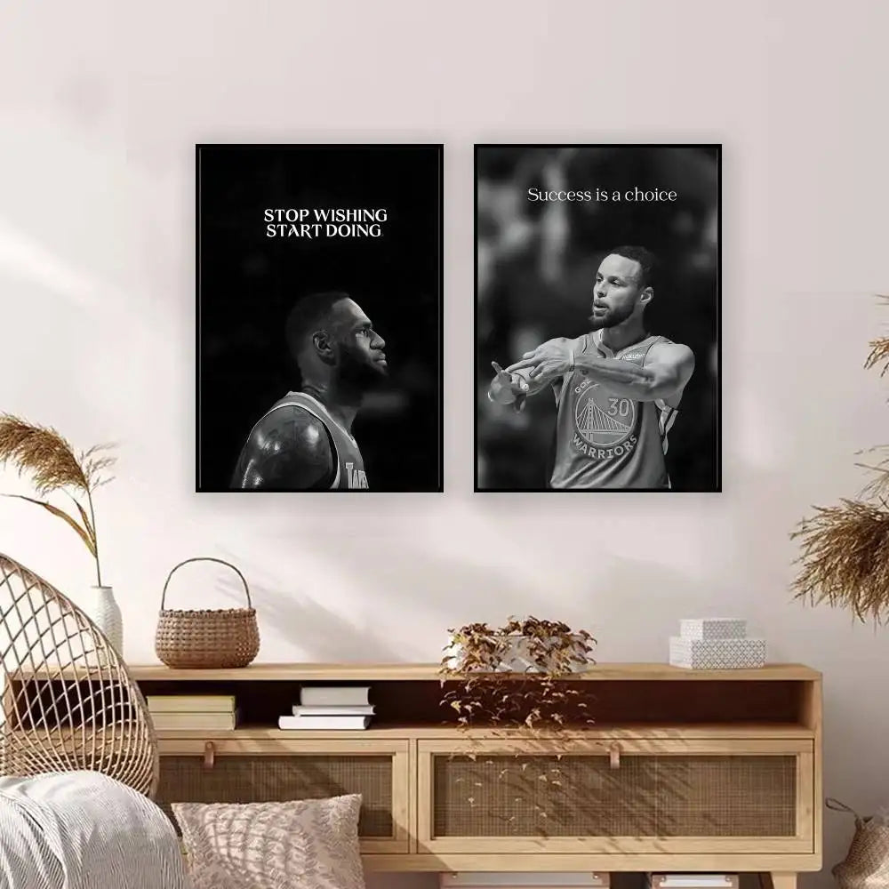 Black and White Sports Wall Art Prints Motivational Quote Posters for Teen Bedroom Gym Man Cave Home Decor