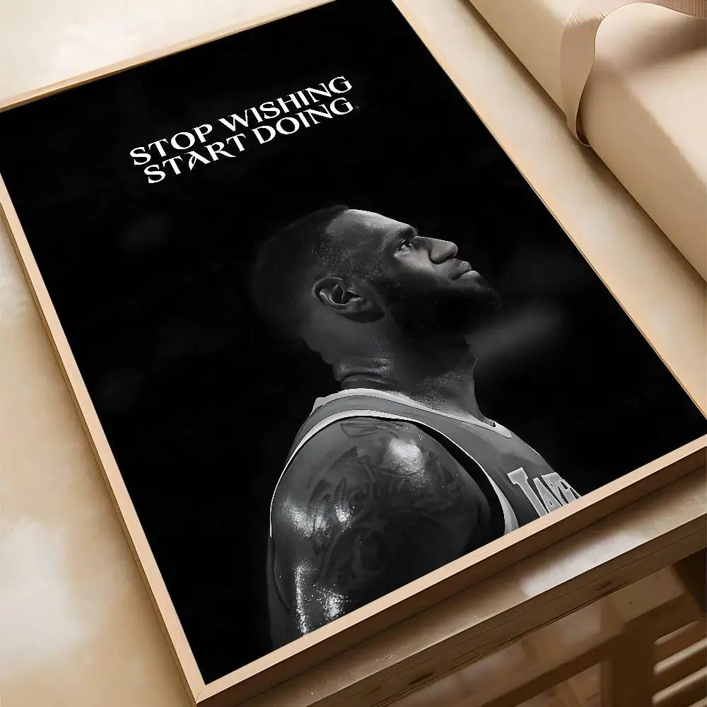 Black and White Sports Wall Art Prints Motivational Quote Posters for Teen Bedroom Gym Man Cave Home Decor