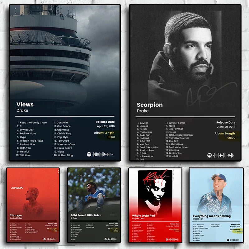 Pop Rapper Star Drake Pictures Hip Hop Music Album Cover Poster for Room Living Modern Canvas Painting Home Art Wall Decor Gift