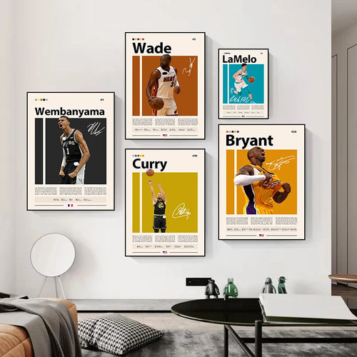Basketball Players Series Poster Print Canvas Art Pictures Home for Living Room and Bedroom Modern Wall Decor Frameless Painting