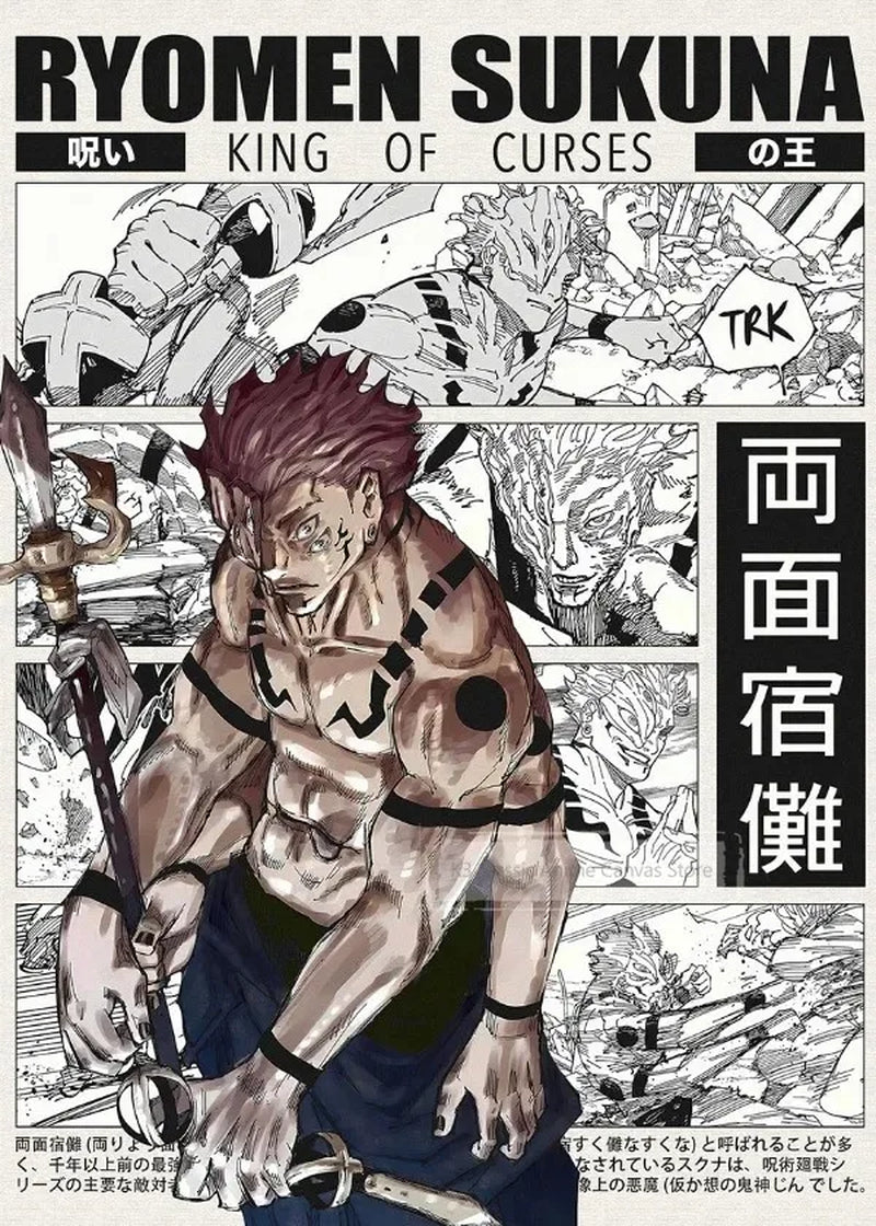 Popular Anime Posters Japanese Vagabond Jujutsu Kaisen Artwork Home Decor Minimalist Aesthetic Art Gift for Fan Canvas Painting