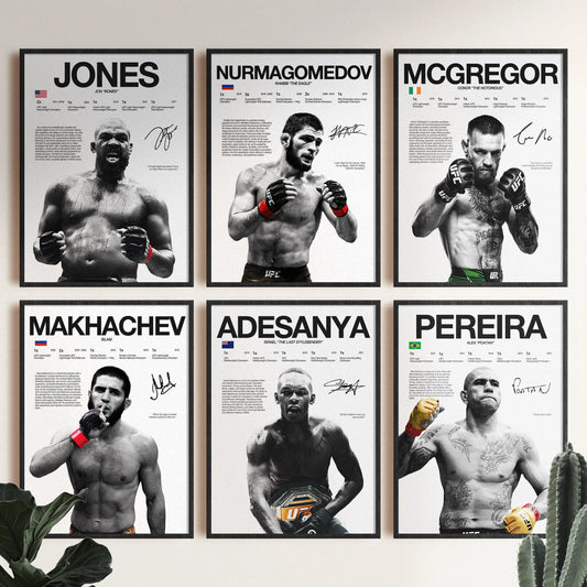 UFC Fighter Legend Boxer Champion Poster Art Prints Mma Enthusiasts Indoor Wall Art Home Decor High Quality Canvas Painting Gift