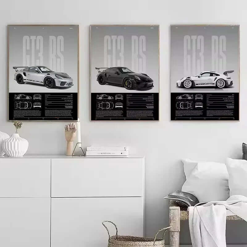Frameless Fashion Famous German Sports Car RS-S GT3 Supercar Collection Canvas Poster Printed Wall Art Pictures Home Office Deco