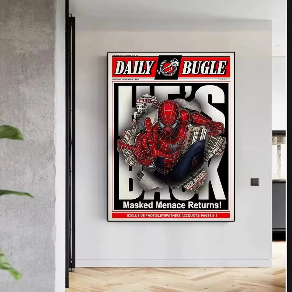 Classic Marvel Superheroes Spider-Man Canvas Art Print for Modern Living Room Decor
