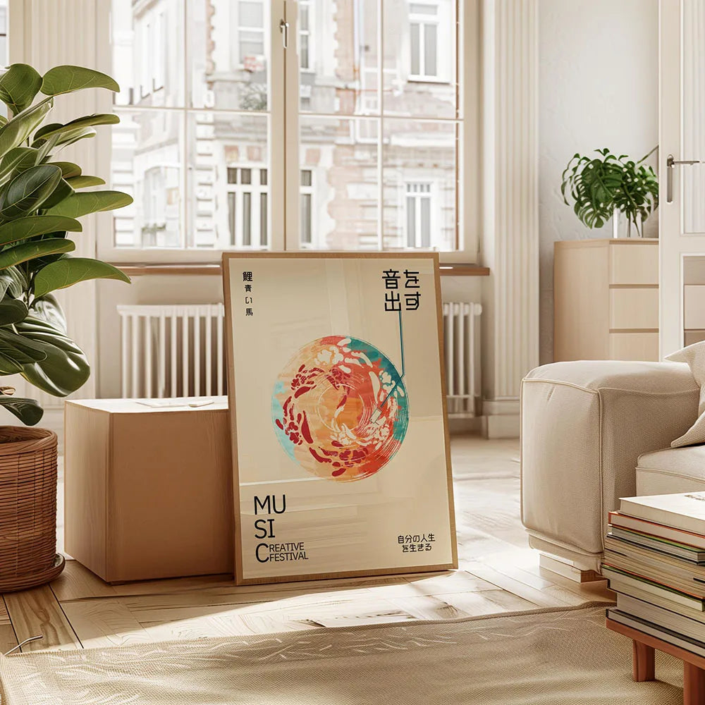 Japanese OKINAWA Koi Fish Flowers Trees Canvas Print Poster Japandi Vintage Travel Art Prints Bedroom Wall Art Home Decor Poster