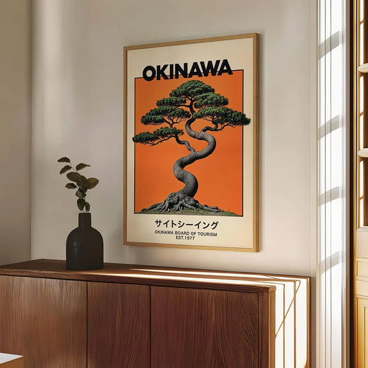 Japanese OKINAWA Koi Fish Flowers Trees Canvas Print Poster Japandi Vintage Travel Art Prints Bedroom Wall Art Home Decor Poster