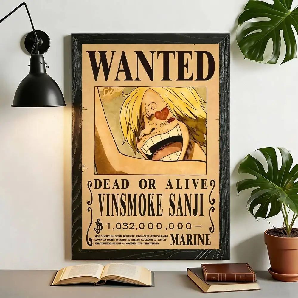 Anime One Piece Wanted Posters Canvas Painting Wall Art Luffy Sanji Chopper Robin Franky Print for Fan Room Decor