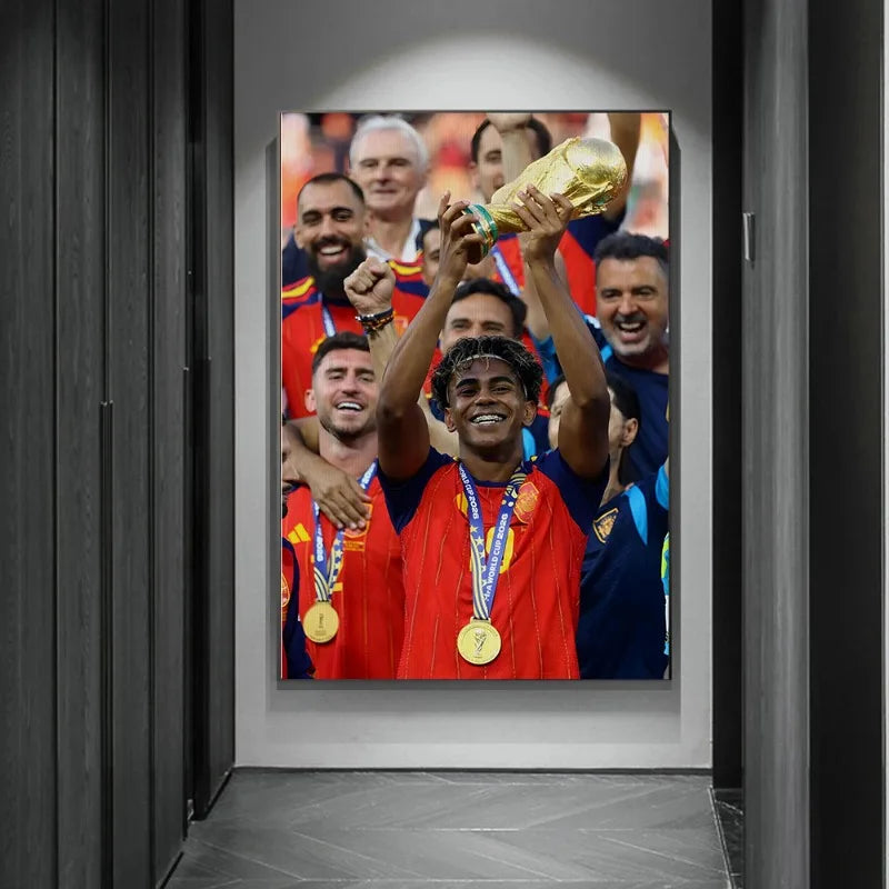 Football Player Canvas Poster Spain Soccer Vintage Wall Art Sports Room Bedroom Decor Home Gift Unframed Print for Men Boys Fans