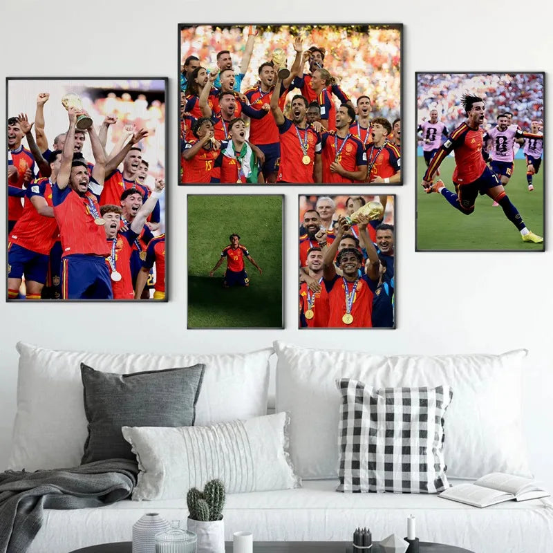 Football Player Canvas Poster Spain Soccer Vintage Wall Art Sports Room Bedroom Decor Home Gift Unframed Print for Men Boys Fans